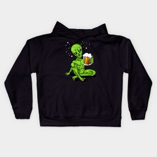 Space Alien Beer Lover Kids Hoodie